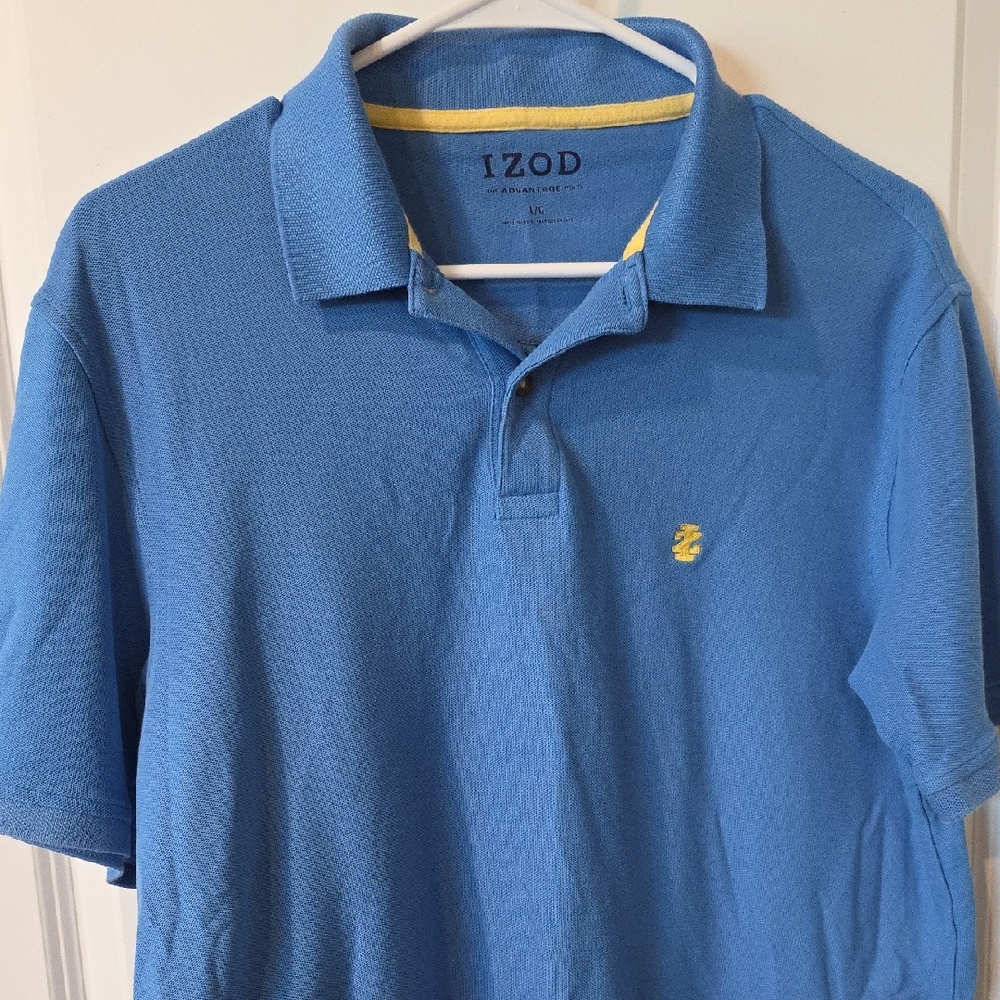 Izod Polo Sky Blue Polo with Yellow Accent